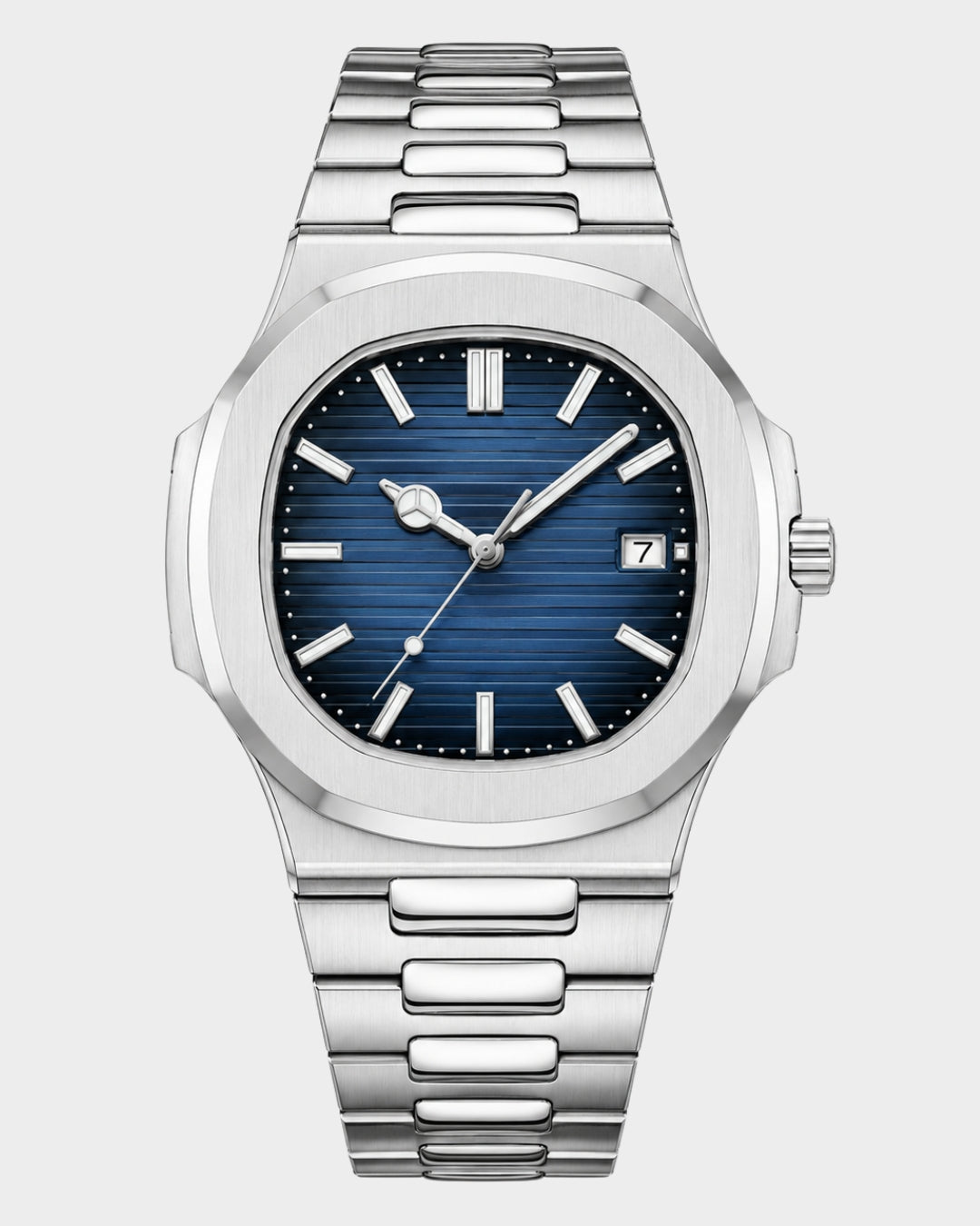 Image of William Corbier CREST Azure Tide men's blue dial steel watch, front view