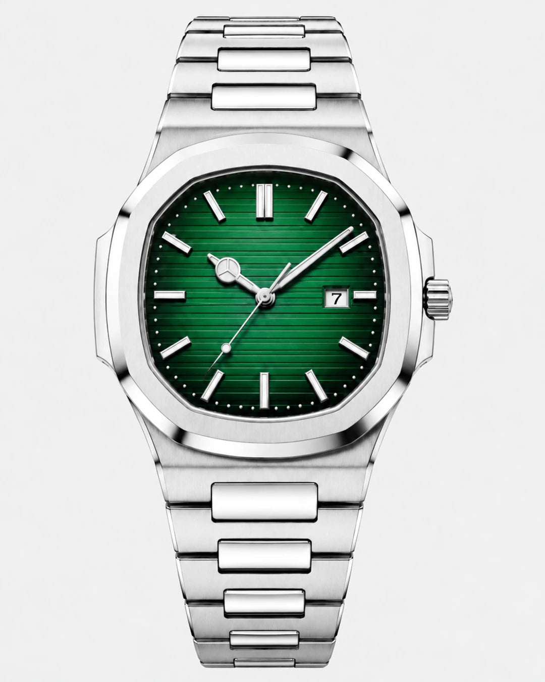 William Corbier CREST Emerald men's green dial steel watch, front view