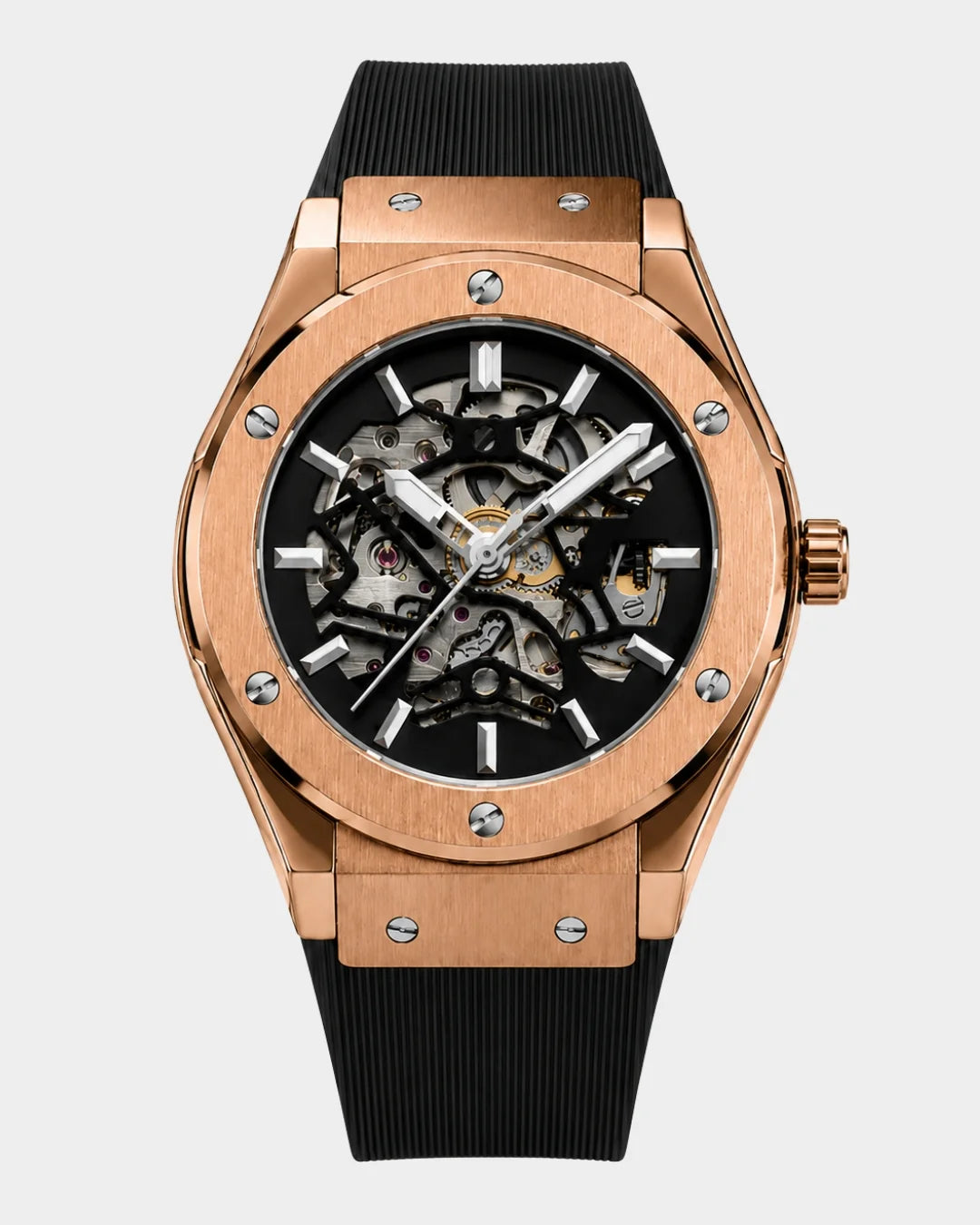Image of William Corbier MACH Rose Noir men's automatic skeleton watch, front view