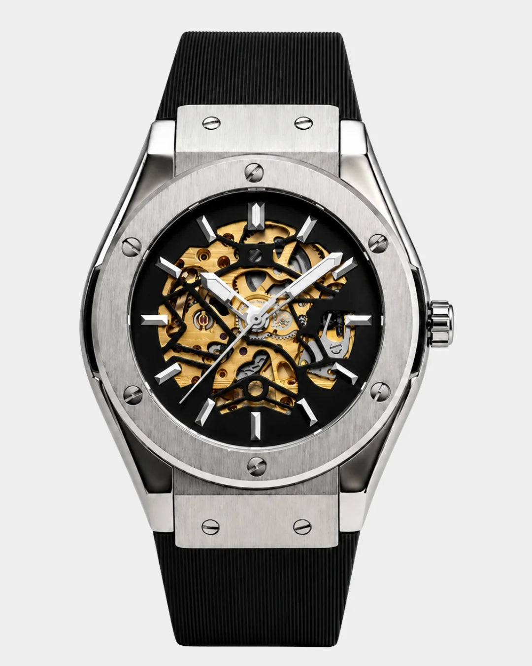 Image of William Corbier MACH Silver Mist men's automatic skeleton watch, front view
