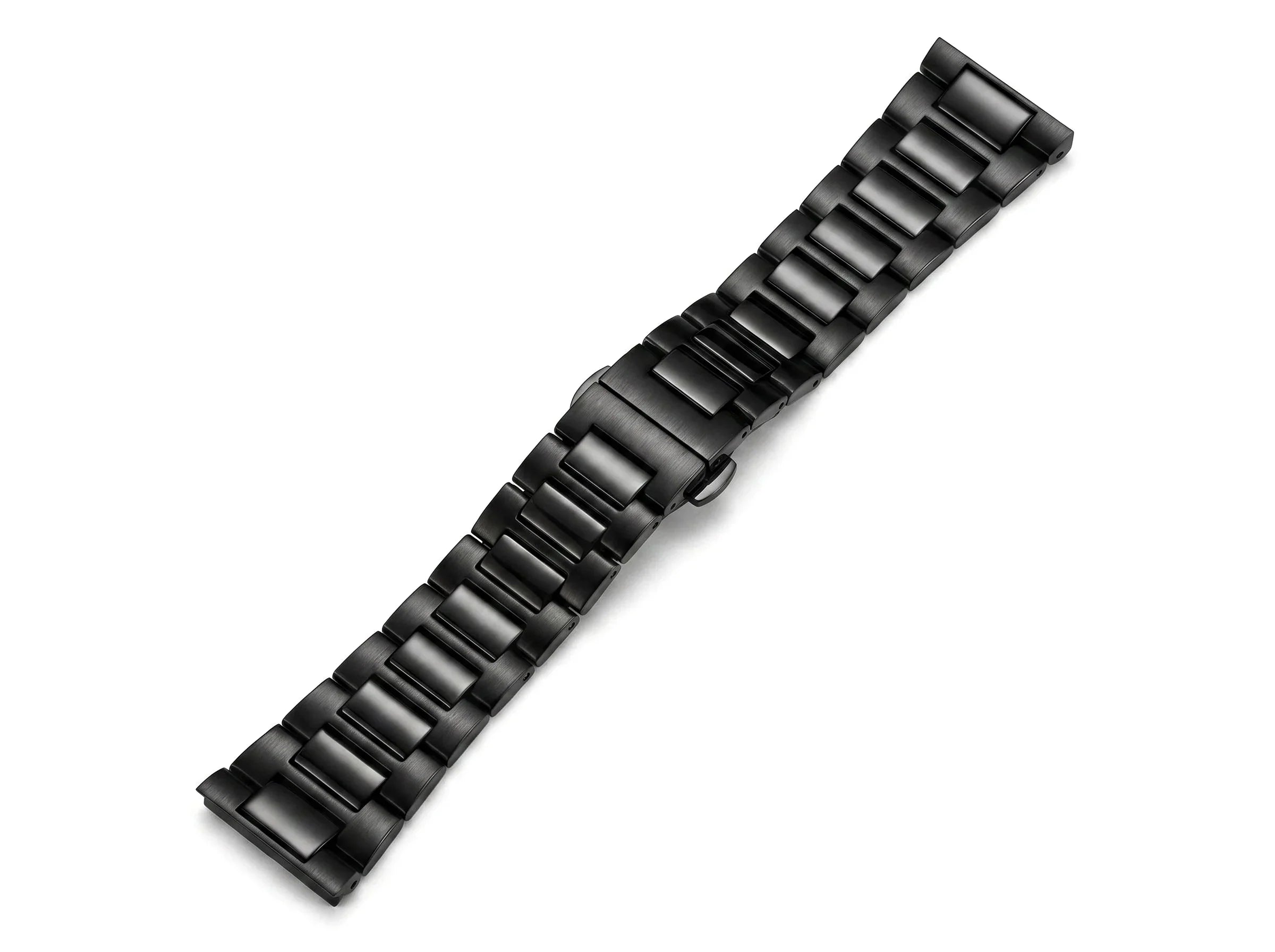 Image of William Corbier PIVOT Onyx black stainless steel watch bracelet on a white background