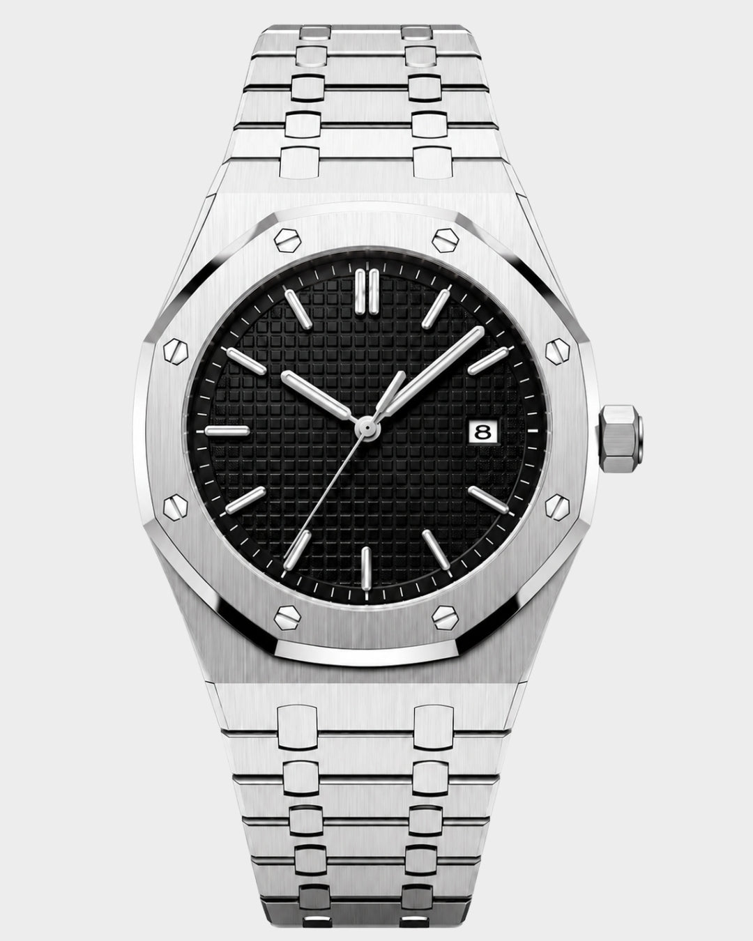 Image of William Corbier RIDGE Obsidian men's black dial steel watch, front view