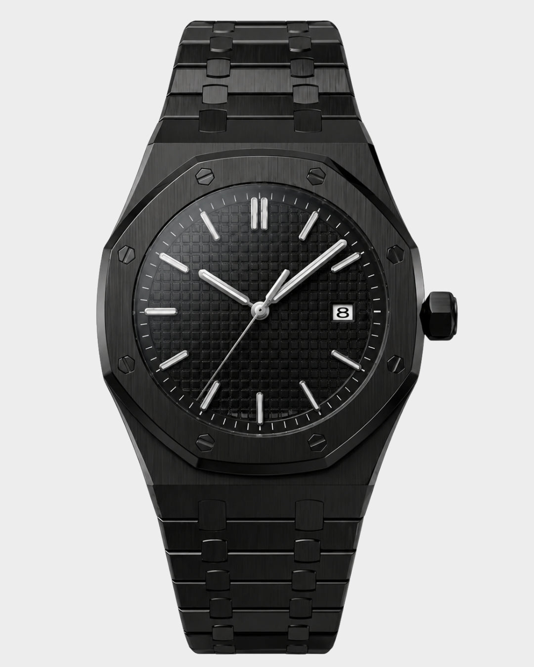 Image of William Corbier RIDGE Onyx men's black dial steel watch, front view