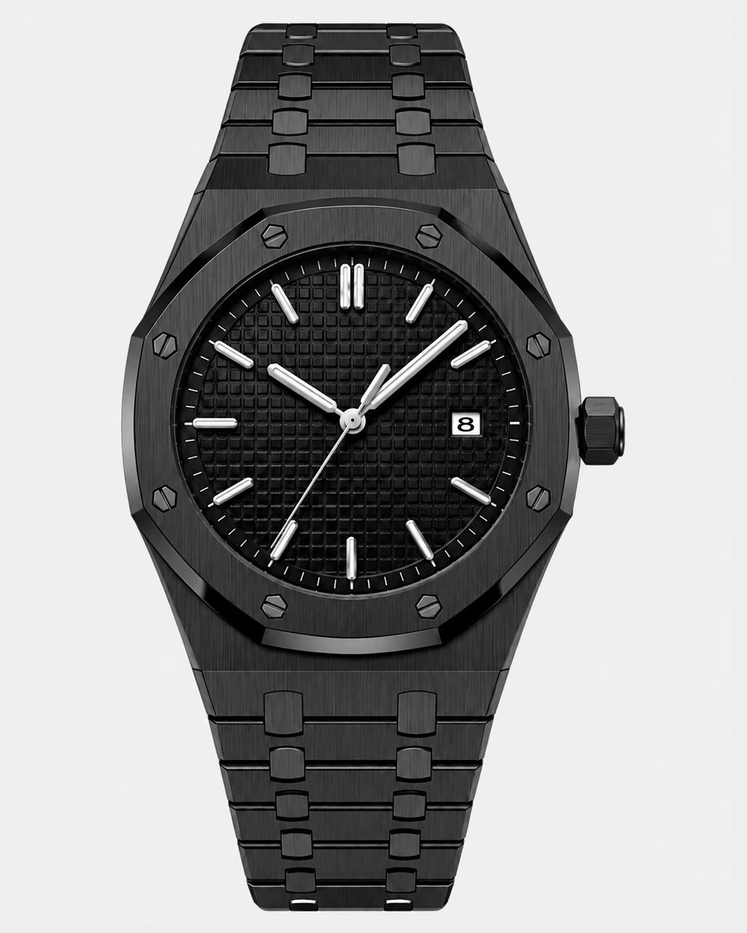 Image of William Corbier RIDGE Onyx men's black dial steel watch, front view