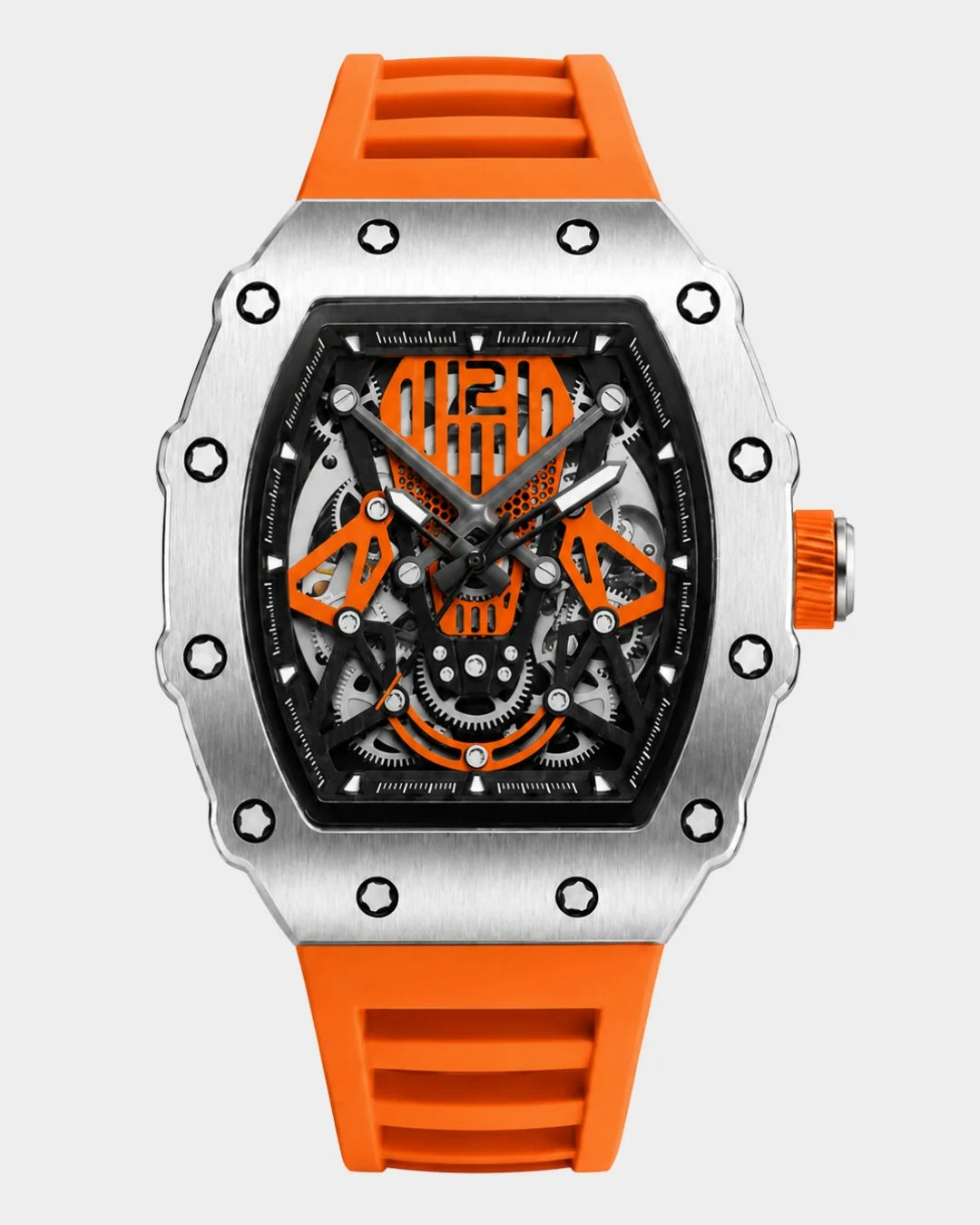 Image of William Corbier SURGE Ember men's automatic skeleton watch, front view