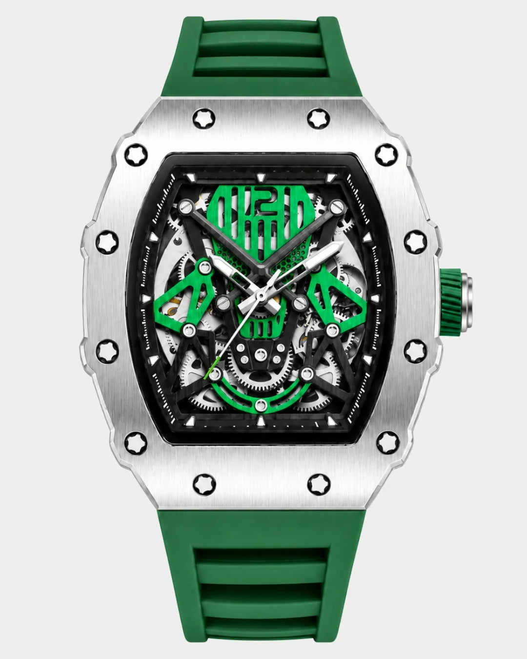 William Corbier SURGE Emerald men's automatic skeleton watch, front view