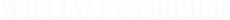William Corbier wordmark logo in white on a transparent background